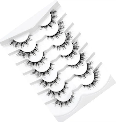 Miniatura 77 de Pooplunch - Pestañas postizas finas de visón sintético, estilo ojo de gato, naturales, cruzadas, tipo racimo, efecto 8D de volumen, tiras