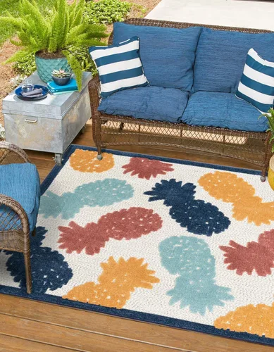 Miniatura 13 de Unique Loom Belize Outdoor Collection - Alfombra rectangular de 2 x 3 pies 1 pulgada, color negro y rojo óxido