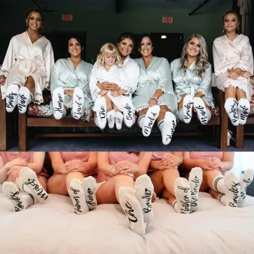 Miniatura 6 de WIFFGO Regalos de dama de honor para mujeres, regalos de despedida de soltera, calcetines peludos de compromiso, lindos calcetines de novia, regalos