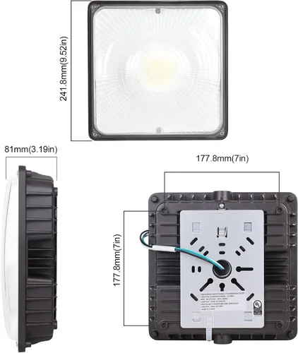 Miniatura 10 de CINOTON Luces LED de toldo de 40 W con certificación UL, 120-277 V, luces comerciales para toldos al aire libre IP65 impermeables, 5600 lm
