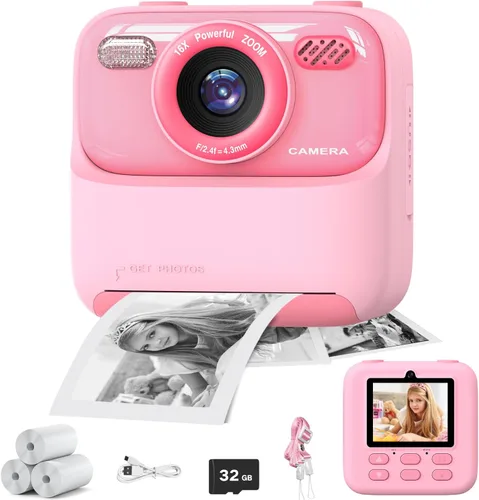 Miniatura 11 de Masterbee Cámara para Niños con Impresión Instantánea, Regalos de Cumpleaños para Niñas y Niños, Cámara Digital para Niños, Video HD 1080P, Juguetes