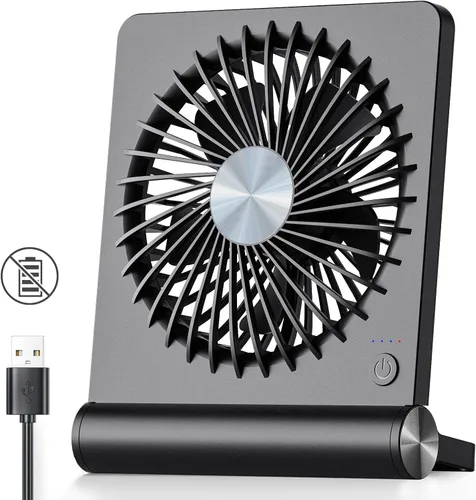 Miniatura 12 de Koonie - Ventilador de escritorio USB, viento fuerte, ultra silencioso, pequeño ventilador personal con inclinación plegable de 180° y 3 velocidades
