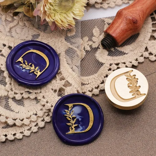 Miniatura 5 de SWANGSA Sello de cera con letra inicial D, sello de cera vintage elegante con hojas botánicas para invitación de fiesta de boda, envoltorio