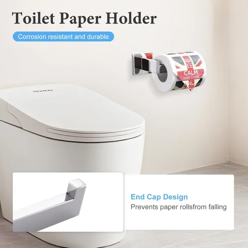 Miniatura 5 de TURS Juego de accesorios de baño de 5 piezas, juego de toalleros pulidos, incluye toallero de 23.4 pulgadas, soporte para toallas de mano y 2 cromado