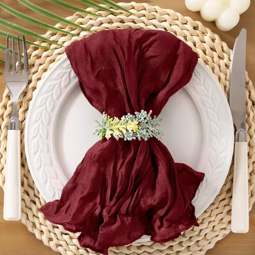 Miniatura 17 de Socomi Servilletas de Gasa Rosa para Otoño y Acción de Gracias, Tela de Queso, Conjunto de 10 Servilletas Lavables de Boho para Cena, Ideales