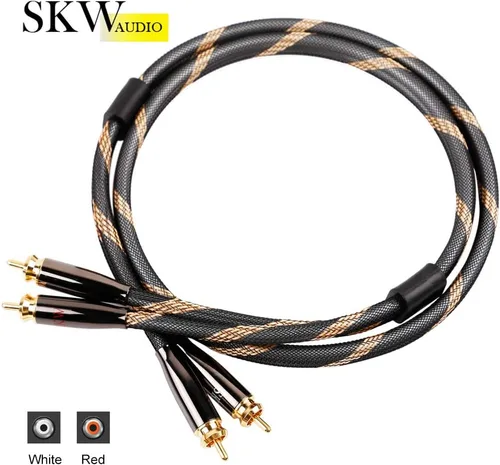 Miniatura 2 de SKW Audiophiles - Cable RCA de 2RCA macho a 2RCA macho para sistema HiFi con diámetro de 7mm 9.8 pies/3M Negro