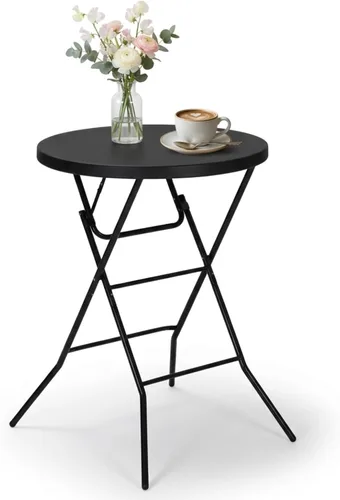 Mesa plegable redonda de 32 pulgadas, mesa plegable portátil de altura de barra con patas desmontables, mesa plegable redonda con parte superior de