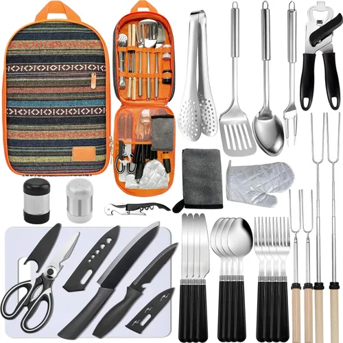 Miniatura 6 de Juego de Utensilios de Cocina para Acampar - Juego de Utensilios de Campamento Elementos Esenciales de Cocina para Campamento en Auto Equipo