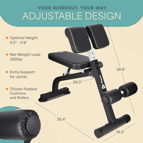 Miniatura 5 de LifePro SculptTrainer Roman Chair with 330 lb Capacity — Incline Adjustable Hyperextension Bench for All-in-One Body Workout — Foldable Home Gym