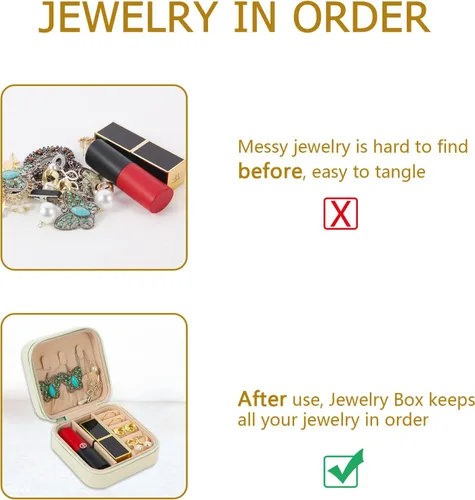 Miniatura 5 de Joyero pequeño, organizador de joyas de viaje, caja de joyería portátil de viaje, mini almacenamiento portátil, caja de almacenamiento para anillos
