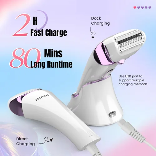 Miniatura 5 de PRITECH Maquinilla de afeitar eléctrica para mujer, afeitadora recargable para mujer, afeitadora portátil para piernas, brazos, axilas, bikini