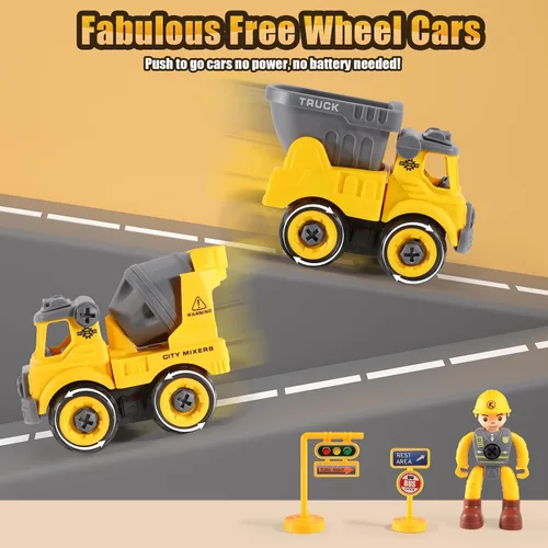 Miniatura 7 de LUDILO Juguetes para niños pequeños de 3 a 5 años: Mini ensamblaje DIY STEM juguetes educativos de construcción de camiones de juguete con taladro