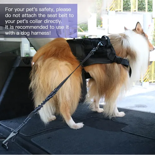 Miniatura 8 de AUBELL Cinturón de seguridad para perro, 3 en 1, ajustable, reflectante, resistente, arnés de perro con gancho de clip, cierre y hebilla, mosquetón