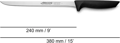 Miniatura 3 de Arcos Juego de 2 cuchillos para tallar jamón y sacapuntas de silla en acero inoxidable con mango ergonómico de polipropileno. Serie Niza. Color Negro