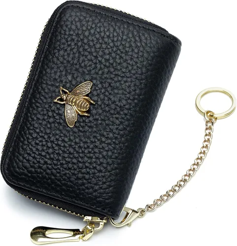 Miniatura 59 de imeetu Soporte para tarjetas de crédito RFID, cartera pequeña de cuero con cremallera para mujer