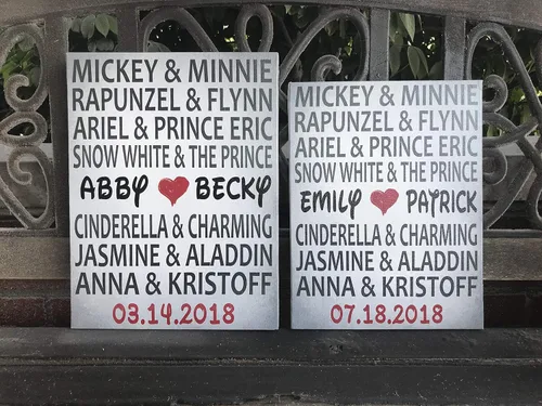 Miniatura 5 de Cartel personalizado con temática de Disney, regalo de boda, lienzo personalizado, parejas de Disney, personalizado para novia y novio, gran regalo