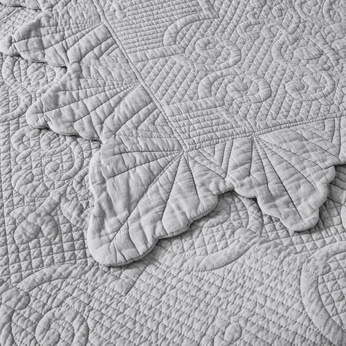 Miniatura 9 de Brandream - Juego de edredón tamaño Queen de algodón, edredones de estilo granja, ropa de cama Matelasse, colcha con borde festoneado, 3 piezas