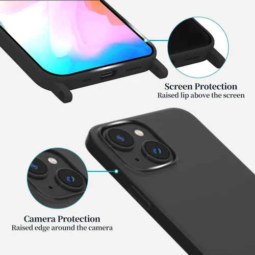 Miniatura 2 de Funda compatible con iPhone 15 Plus con cordón, funda cruzada para iPhone con correa ajustable, a prueba de golpes, protección contra caídas, funda