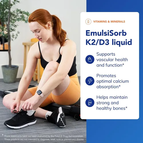 Miniatura 3 de Pure Encapsulations EmulsiSorb K2/D3 Liquid Vitamina K2 y D3 emulsionada de absorción mejorada para apoyo a la salud vascular* 0.7 onzas líquidas