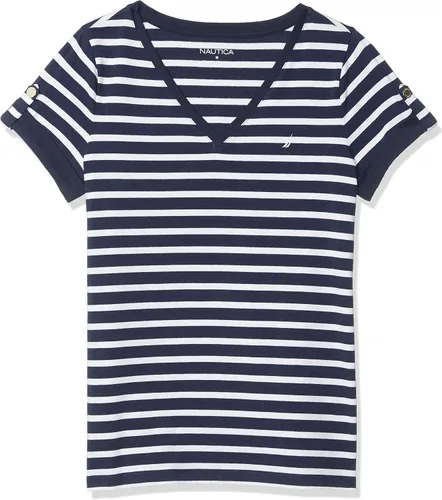 Miniatura 7 de Nautica Camiseta de algodón elástico súper suave con cuello en V para mujer
