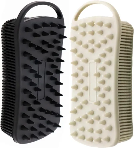 Miniatura 11 de Paquete de 2 exfoliantes corporales de silicona de doble cara para exfoliación, ducha y masaje del cuero cabelludo, cepillo 2 en 1 para baño