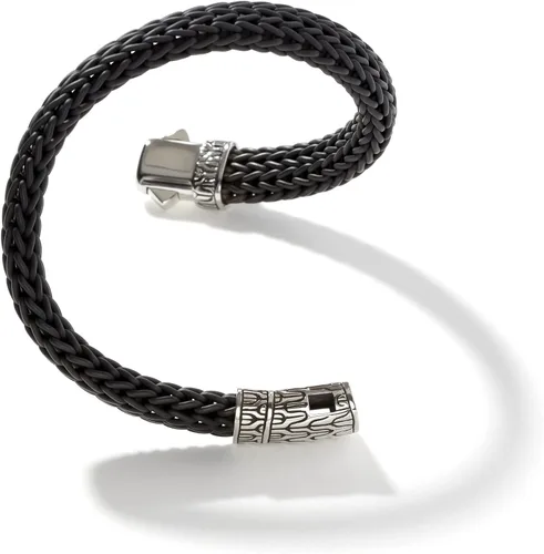 Miniatura 2 de Pulsera clásica de plata de 0.413in de caucho negro con cierre de empuje