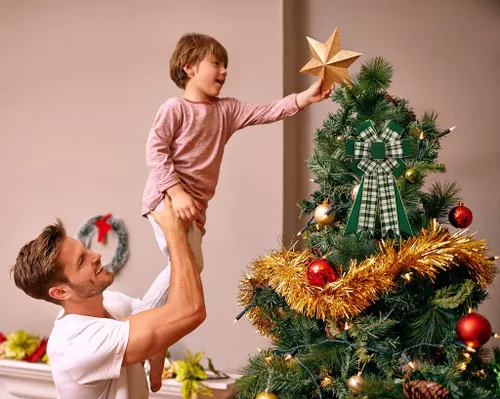 Miniatura 3 de Estivaux Lazos Grandes de Navidad para Corona, Lazo de Corona de Navidad a Cuadros Búfalo Verde Estilo Granja, Lazos para Decorar la Parte Superior