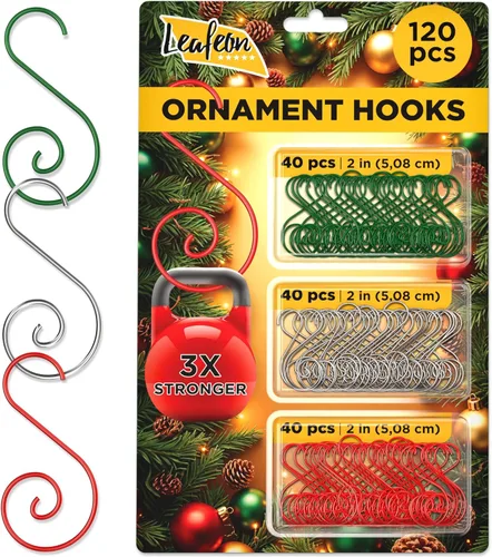 Miniatura 8 de 120 piezas de ganchos de adorno de Navidad en forma de S - Ganchos perfectos para la decoración del árbol de Navidad (dorados)
