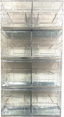 Combo: Galvanizado galvanizado apilar y bloquear criador jaula de vuelo de aves crianza nido puerta separador extraíble con soporte rodante (AÑADIR