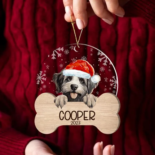 Miniatura 51 de Nazenti American Pit Bull Terrier Adorno de Navidad, adorno de perro fotográfico, adorno de perro personalizado, adornos de fotos de madera