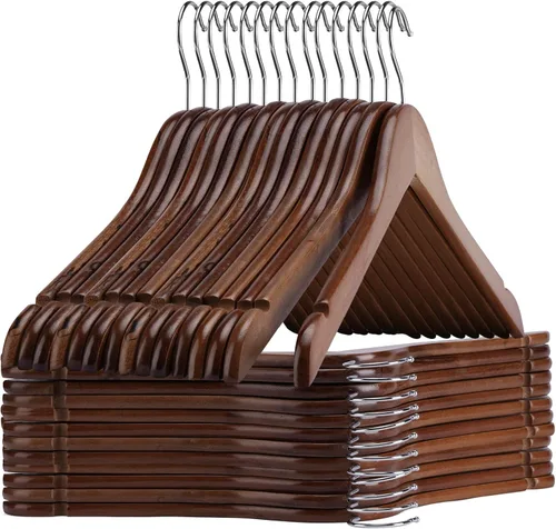 Miniatura 9 de Perchas de madera blancas, paquete de 20, duraderas e ideales para uso diario y bodas Blanco