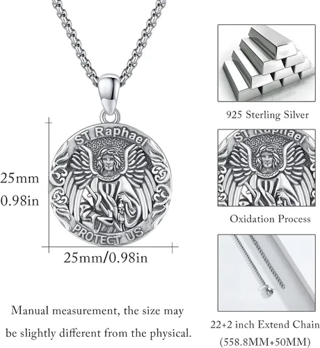 Miniatura 244 de Collar con colgante de plata de ley 925 con medalla de San Patrón, joyería religiosa para hombres y mujeres, con cadena de acero inoxidable 316L