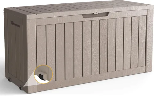 Miniatura 15 de Caja de almacenamiento para exteriores de 35 galones, caja de resina impermeable y con cierre para terraza, grande, contenedor de almacenamiento