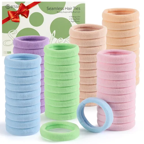 Miniatura 16 de Coleteros para cabello grueso o fino, elásticos, para niña o mujer, sin costuras, suaves, 100 piezas Colores marrón oscuro