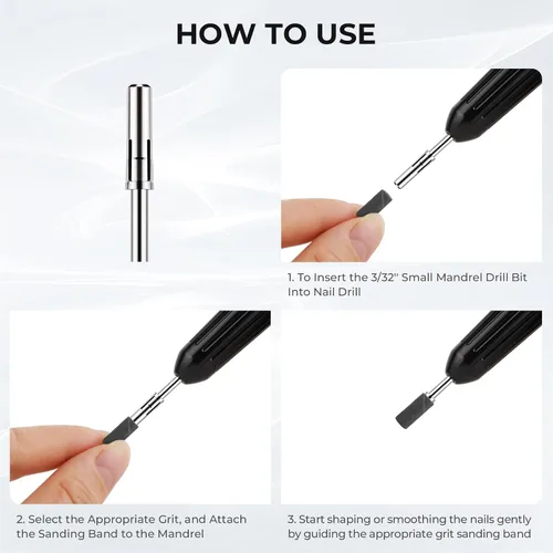 Miniatura 5 de Lavinda Brocas para taladro de uñas de 3/32 pulgadas de fácil remoción para bandas de lijado, mandril pequeño profesional de acero inoxidable de 3.1