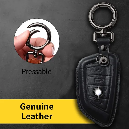 Miniatura 4 de Tukellen Funda de cuero genuino para llavero BMW 230i 330i 430i 440i 530i 530e 530i 540i 740i 740i 745e 750i M2 M235i M240i M3 M340i M4 X1 X2 X3 X4