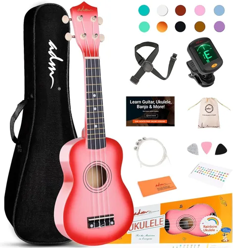 Miniatura 19 de ADM Ukelele para principiantes, kit de madera hawaiana para niños, adultos y estudiantes, pack profesional de ukalele con lecciones gratuitas, bolsa