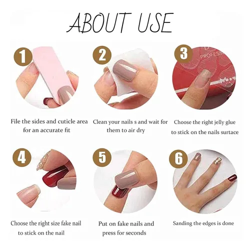 Miniatura 4 de Hkanlre - Uñas postizas cortas a presión con forma de almendra, uñas falsas de acrílico blancas brillantes, uñas postizas de cobertura completa