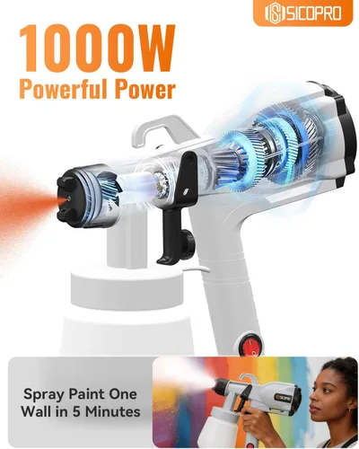 Miniatura 2 de HVLP - Pulverizador de pintura para pintura de casa, césped y jardín, pistola pulverizadora eléctrica ultraligera para paredes interiores, puertas