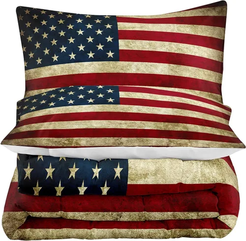Miniatura 3 de TAILOR SHOP - Juego de edredón con bandera americana para niños y adolescentes, juego de ropa de cama con patrón de bandera americana, tamaño queen