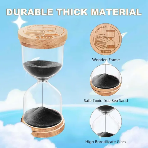 Miniatura 5 de Temporizador de Arena de 1 Minuto, Reloj de Arena de Madera, Reloj de Arena Azul Pequeño, Reloj de Arena de 1 Minuto para Aula, Juego, Decorativo