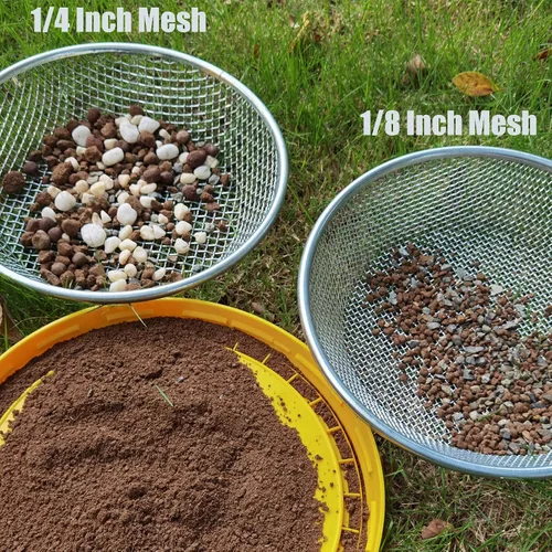Miniatura 4 de 2 PIEZAS YUEBM Tamiz de Arena y Tierra para Compost de Jardinería Perfecto para Cubeta de 5 Galones, Malla de 1/4 Pulgada, Malla de 1/8 Pulgada
