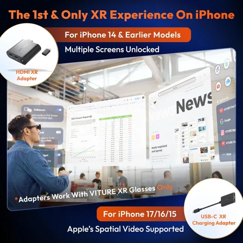Miniatura 3 de VITURE Adaptador HDMI XR para iPhone 14 y modelos anteriores, habilitando videos multipantalla/3DoF/VR mejorados, 2.8 horas de duración