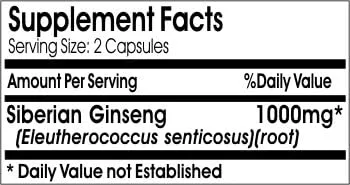 Miniatura 2 de Ginseng siberiano 1000mg ~ 200 cápsulas - Sin aditivos ~ Naturetition Supplements