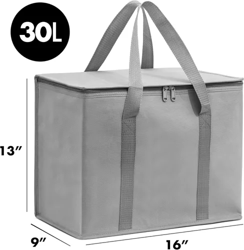 Miniatura 3 de Carrywell (No fabricado en China) Bolsas de comestibles reutilizables aisladas, bolsa de catering y entrega para alimentos fríos y calientes, bolsa