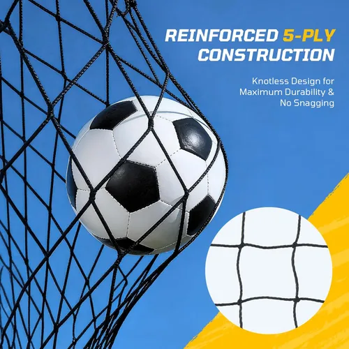 Miniatura 6 de Haokelball Portería de fútbol portátil para patio trasero, red de fútbol de 12 x 6 pies con poste de metal para práctica de adultos y jóvenes