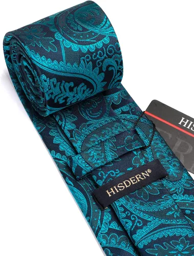 Miniatura 174 de HISDERN Corbatas para hombre, corbata de cachemira y bolsillo cuadrado tejido clásico floral para hombre, corbata de fiesta de boda