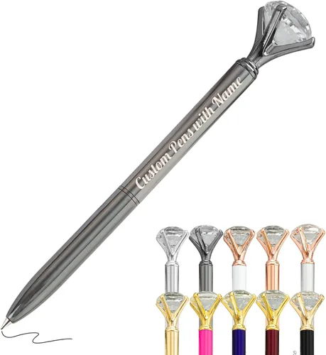 Miniatura 52 de Hasta 100 bolígrafos de diamante personalizados a granel con nombre, bolígrafo de impresión personalizada con logotipo de negocios grabado, mensaje