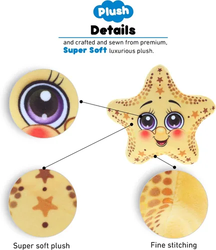Miniatura 2 de DolliBu Juguete de peluche de estrella de mar amarilla, regalo de estrella de mar para niños y adultos, lindos animales de peluche para niños