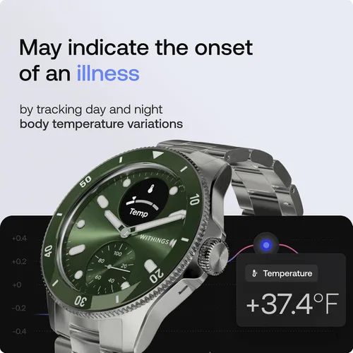 Miniatura 4 de WITHINGS Scanwatch Nova - Reloj inteligente híbrido de salud cardíaca para hombres y mujeres, SPO2, monitoreo de temperatura, sueño, salud Verde
